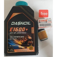 DashOil Ester+ E1600+ 4T 10w40 1.2L Fully Synthetic SP Motorcycle Engine Oil Minyak Hitam Pelincir M