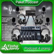 Paket Podcast 4 Orang 4 Mic, Stand, Live Mixer Ashley