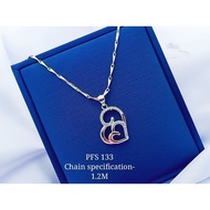 S925 Platinise' Silver "Heart-to-heart Necklace Set"(Set Rantai Leher+Loket) 925銀鍍鉑心心相印吊墜項鏈組 PFS-133