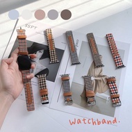 เหมาะสำหรับ Apple Watch รุ่น iwatch6543se สายหนังลายสก๊อต houndstooth สายนาฬิกา apple