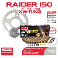 RK chain sprocket for Raider 150, yellow chain, genuine rubber seal