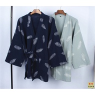 Couple Pajamas Set Men Women Improved Hanfu Pure Cotton Crepe Gauze Feather 9 Points Long-Sleeved Tr