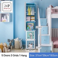 Lightweight Cartoon Wardrobe Plastic Closet For Kid Baby Cupboard Rak Dust-proof Storage Cabinet Almari Baju Plastik