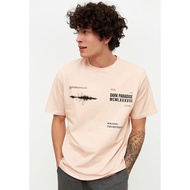 Trendyol - Relaxed/Comfortable cut, Crew Neck Text Printed T-Shirt (Male)
