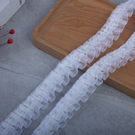 3m Polyester Chiffon Gathered Pleated Ruffle Mesh Lace Trim Ribbon Fluffy Dress Hemline Shoe Sewing 