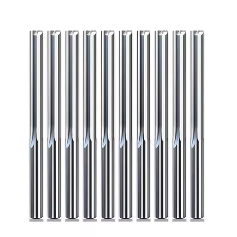 10pcs 3.175mm 4mm 6mm 8mm Two Flutes Straight Slot Bit Wood Cutter CNC Solid Carbide Two Double Flut