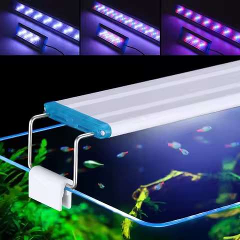 3 Colors Changeable Extensible Aquarium LED Clip on 18cm 28cm 38cm 48cm Fish Tank Light Super Bright