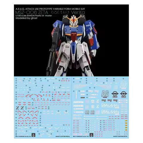 YAN Decal Water Slide Decals for MG 1/100 MSZ-006 ZETA Ver.Ka, HD Water Stickers Model Building Hobb