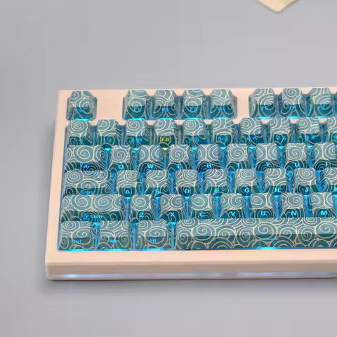 135 Keys Blue Vortex Theme PBT Double Shot Keycaps Side Print Shine Through Cherry Profile Keycap fo