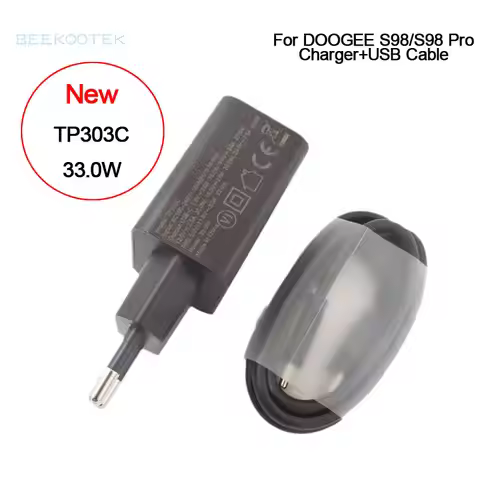 New Original Doogee S98 Fast Charger Power Adapter TP303C 33W EU+TYPE-C USB Cable Data Line For Doog