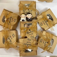 Set of vintage wedding gift boxes with glass lids for bride and groom