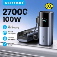 Vention CCC Powerbank 27000mAh 200W With Cable Power Bank PD Fast Charge Smart TFT Screen Output Det