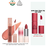 Combo 3CE Son Kem Lì Laydown - Thạch Trà Ô Long 4.6g + Son Thỏi 07 Knit - Hồng Khô 1.5g