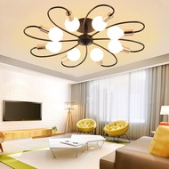 [Ready Stock] Nordic Ceiling Lights Chandeliers Ceiling Lamp 3/6/8 Lampu Flower Design Pendant Ceiling Light (BLACK)