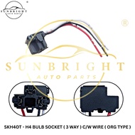 H4 BULB SOCKET ( 3 WAY ) C/W WIRE ( ORG TYPE )