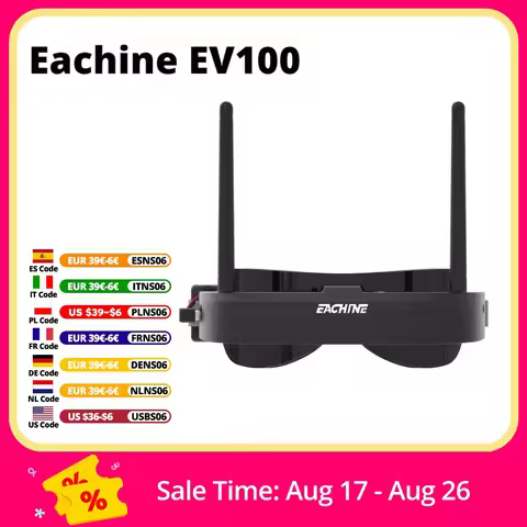 Eachine EV100 720*540 5.8G 72CH FPV Goggles With Dual Antennas Fan 18650 Battery Case For RC Drone