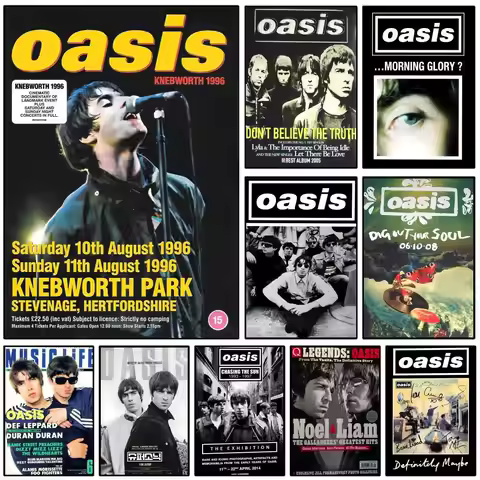 Music Band O-Oasis Poster Self-adhesive Art Waterproof Paper Sticker Coffee House Wall Decor