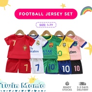 Kids 1-7Y Football Jersey Set Short Sleeve Shirt Sport Pants 2pcs Set | Baju Budak Bola Sepak Kanak AM10276 TwinMama