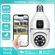 Hamrol 8MP CCTV Indoor Kamera V380 Pro WIFI Dual Lens 360 PTZ Kamera IP Camera HP Jarak jauh