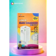 CHARGER WITH CABLE SINGLE SLOT TYPE C TO TYPE C BT 65W DK66-65C-C