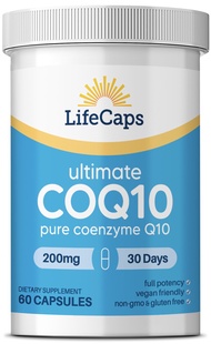 LifeCaps CoQ10 200mg - Ultimate CoQ10 - Ultra High Absorption Q10 Supplements - 60 Count