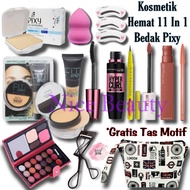 Kosmetik Hemat 11 In 1 Bedak Pixy / Paket Kosmetik Lengkap / Makeup Set Lengkap / Gratis Tas Bahan C