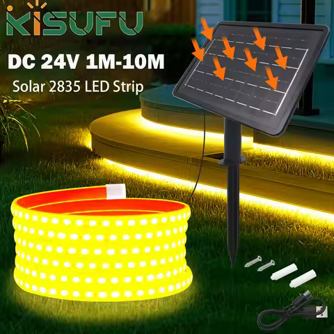 DC24V USB/Solar Powered 2835 LED Strip Light Waterproof 2M 5M 10M Flexible Silicone LED Strip With 1