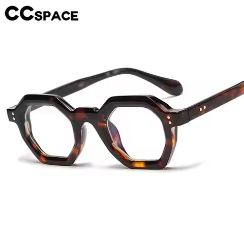 56891 Polygon Leopard Optical Spectacle Frame Fashion Rivet Glasses Frame Outdoors Riding Protection