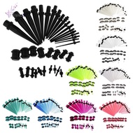 [Freneci] 36 Pieces/  Gauges Stretching Kit Acrylic 14G-00G Expander Tapper  Body Jewelry