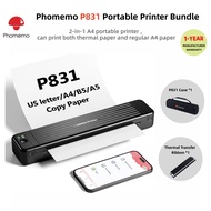 Phomemo P831 Portable Printers Bundle with Case, Wireless for Travel - 300 DPI,2-in-1,Support Therma