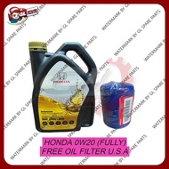 HONDA ORIGINAL ENGINE OIL 0W20 / 0W30 / 5W30 FULLY SEMI SYNTHETIC OIL (4L) *FREE OIL FILTER U.S.A* 1