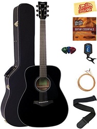 Yamaha FG800 Acoustic Guitar - Black Bundle with Hard Case, Tuner, Strings, Strap, Picks, Austin...