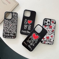 ✿CASETIFY Fashion Keith Haring heart Sticker Mirror Shockproof Case For Iphone 14 Pro MAX 14Pro 13Pro 12 14 Plus 12Pro