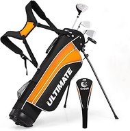 Junior Golf Clubs Set, Youth Golf Clubs w/Golf Stand Bag, 3# Fairway Wood, 7# & 9# Irons, Putter & H