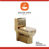 Basin Pro - Mocha One-Piece Water Closet Floor Standing Ceramic Gold Toilet Bowl (MWC7602G)