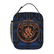 Manchesters City Kids Lunch box Insulated Bag Portable Lunch Tote School Grid Lunch Box for Boys Girls