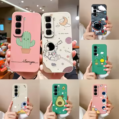 For Infinix Hot 50 50i 50 Pro 50 Pro Plus Case Lovely Astronaut Liquid Silicone Luxury Simple Back C
