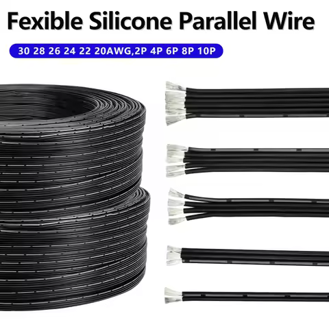3/5/10M Black Soft Silicone Parallel Wire 30AWG-20AWG Multi core 2P/3P/4P/5P/6P/8P/10P Super Fexible