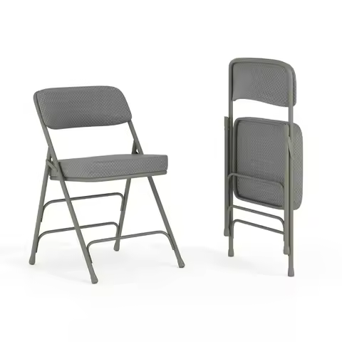 Hercules Series Metal Folding Chairs with Cushioned Seats, Fabric Upholstered Event Chairs, Set of 2
