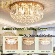 LOCO Nordic Crystal Ceiling Lamp Living Room LED Crystal Chandelier Light Bedroom Modern Ceiling Light Dinning Room Chandelier Lamp Round Ceiling Lamp Indoor Lampu Chandelier