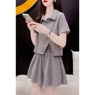 Casual Casual Fashion Two-Piece Suit Women Shorts Small Loose All-Match Short Polo Collar Short-Slee