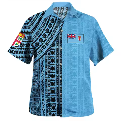 Harajuku 3D Printing Philippines Fiji Flag Emblem Rugby Shirts Fiji Coat Of Arm Graphic Short Shirts