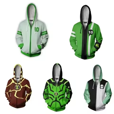 ABC123Game Ben 10 Alien Force Hoodie Halloween Cosplay Costume Men 3D Print Autumn Long Sleeve Hoode