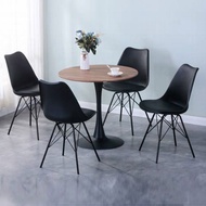 Tekkashop FDDS2067BK Laminated Top 4 Seater Office Pantry Furniture - Black