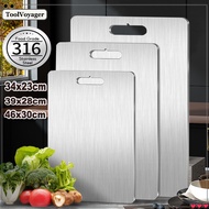 316 Stainless Steel Cutting Board Double-side Kitchen Chopping Board Antibacterial Papan Potong