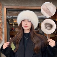 RICHHAT Russian Mongol Style Soft Fur Beanie Hat Winter Russian Fur Bucket Hat Stylish Fashion Autum