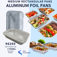 FORTRESS RE255 Aluminum Foil Tray With Lid Food Tray Catering Tray 1750ml 10x7.4x2.3 Inches