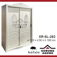 Lemari Baju Besi 2 Pintu Sliding XR-SL262 Model Klasik Putih - Lemari Pakaian Besi 120