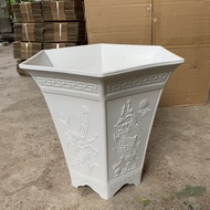 Chậu nhựa trồng cây lục giác S3 size 40x20x20 (cm) màu trắng