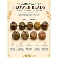Alashan Agate Charm - Flower Design 14mm -